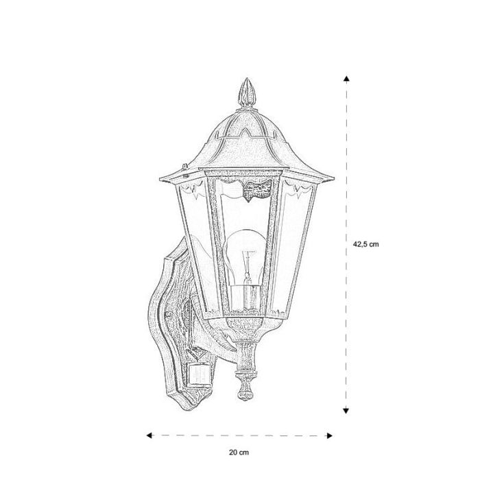Black classic outdoor wall light with motion sensor aluminium, Leanna, IP44
