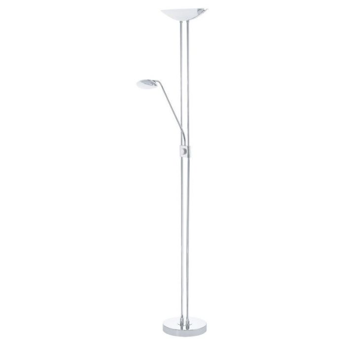 Chrome design reading floor lamp glass, Brava, 20W, 3000K LED, with switch