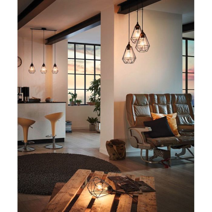 Black industrial pendant light metal, Costel
