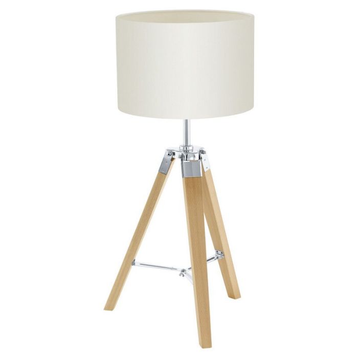 Beige rustic table lamp wood, Joana, with switch