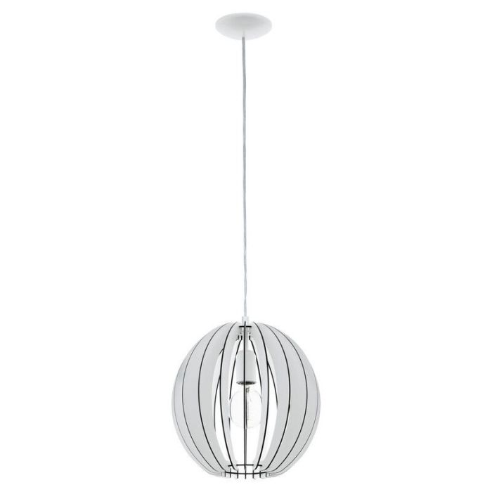 White rustic pendant light wood, Bergama