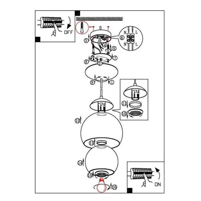 Chrome design pendant light glass, Iroma