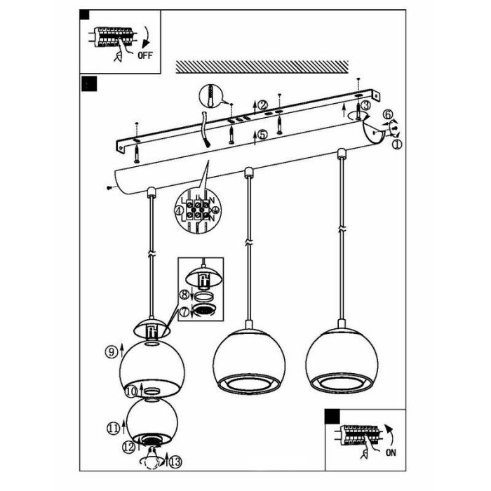 Chrome design pendant light glass, Iroma