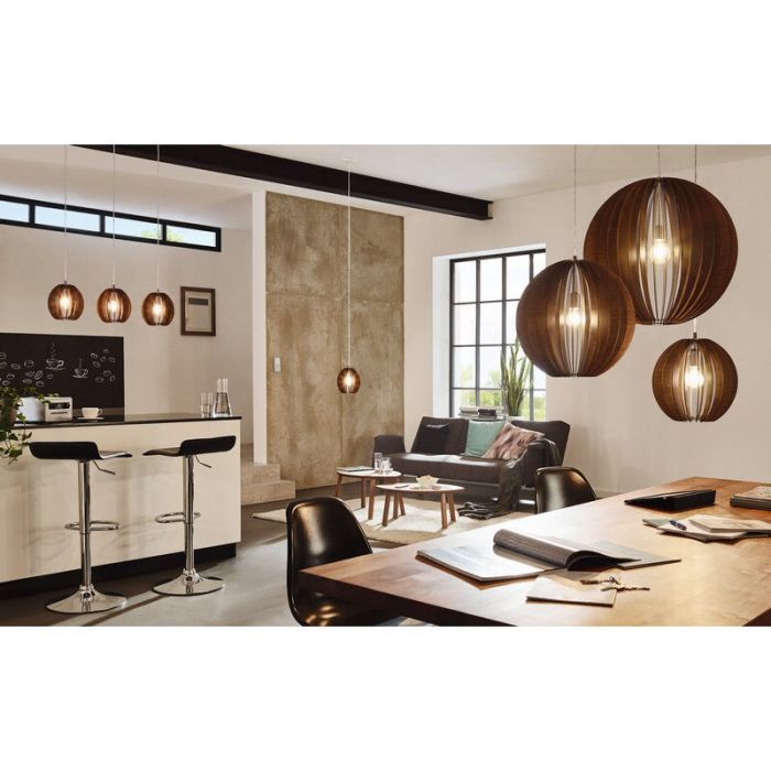 Brown rustic pendant light wood, Bergama