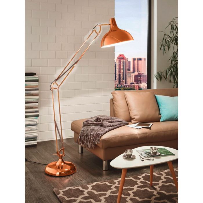 Copper industrial floor lamp metal, Josha, with switch