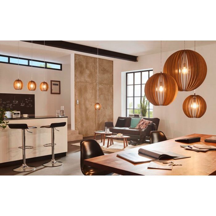 Rustic pendant light wood, Bergama