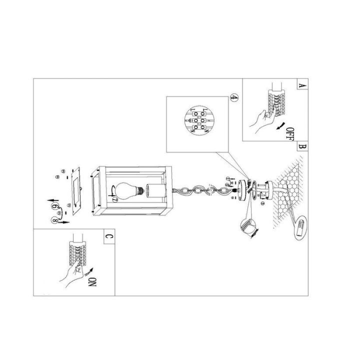 Black industrial outdoor light steel, Alihan, IP44