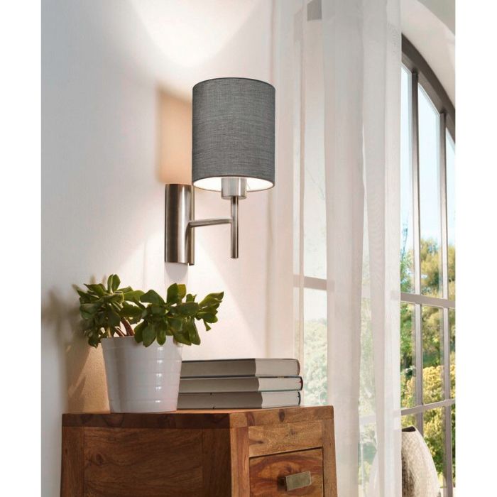 Grey modern wall light fabric, Abano, with switch