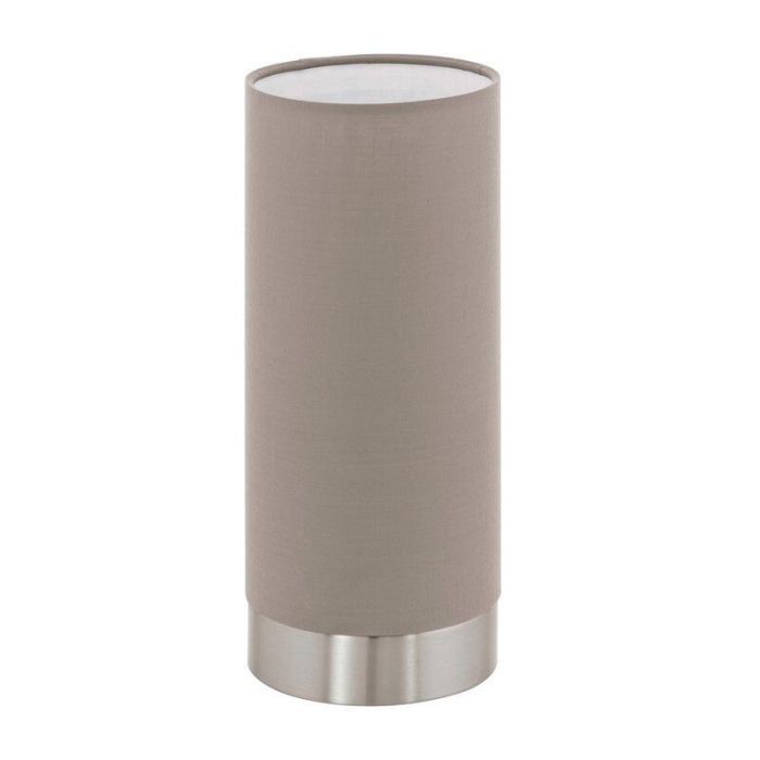 Taupe modern table lamp fabric, Abano, with touch dimmer