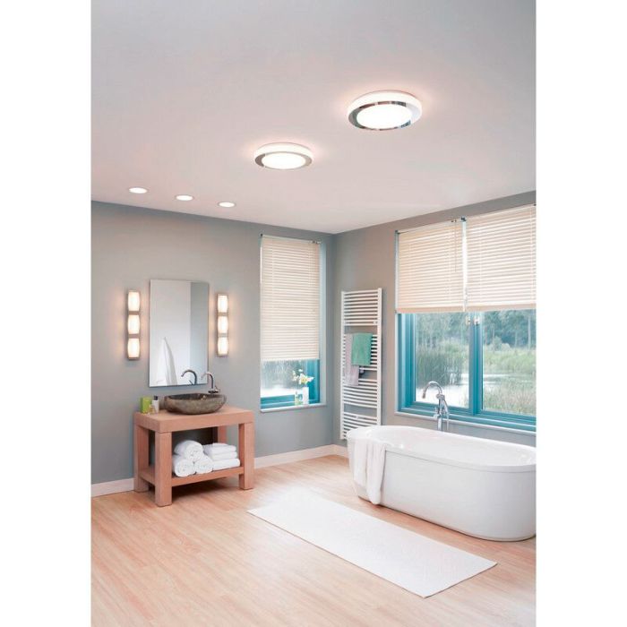 Chrome ceiling light plastic, Amina, 16W, 3000K LED, IP44