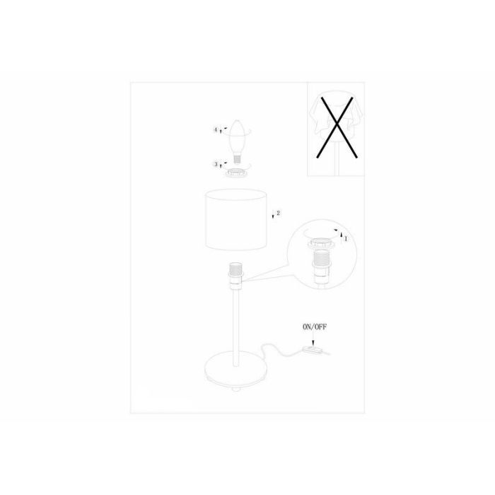 White modern table lamp fabric, Abano, with switch