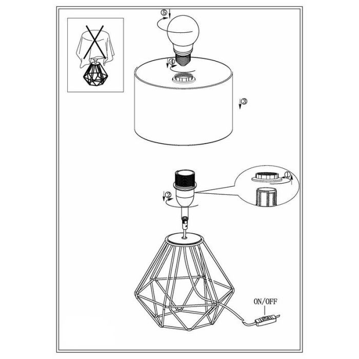 Copper design table lamp fabric, Acri, with switch