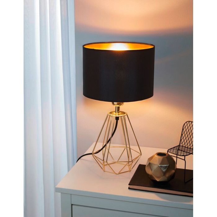 Brass design table lamp fabric, Acri, with switch