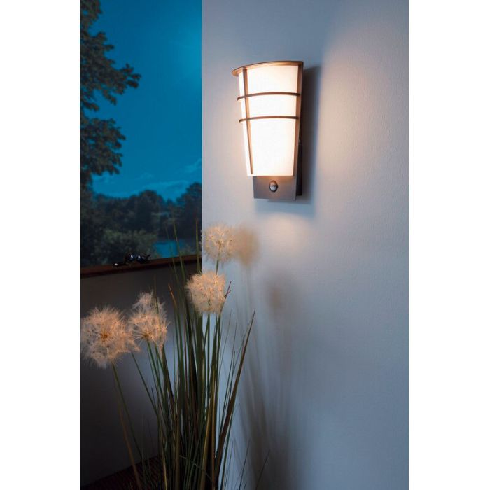 Silver outdoor wall light with motion sensor plastic, Bastiaan, IP44