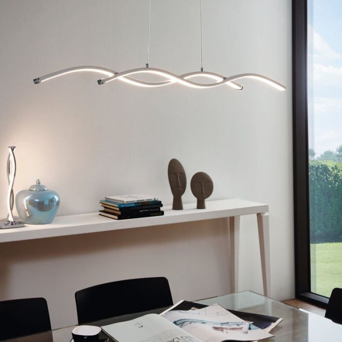 Chrome modern pendant light aluminium, Arantxa, 14W, 3000K LED