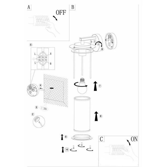 Black outdoor light glass, Bijou, IP44