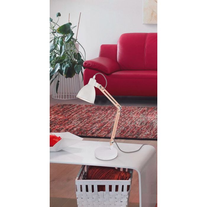 Wood table lamp white, Ceyda, with switch