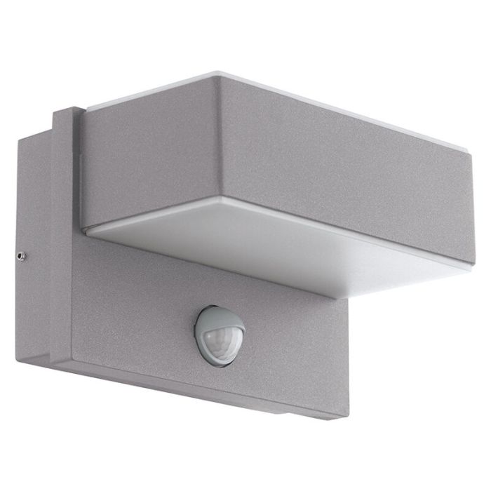 Silver modern outdoor wall light with motion sensor metal, Jason, IP44