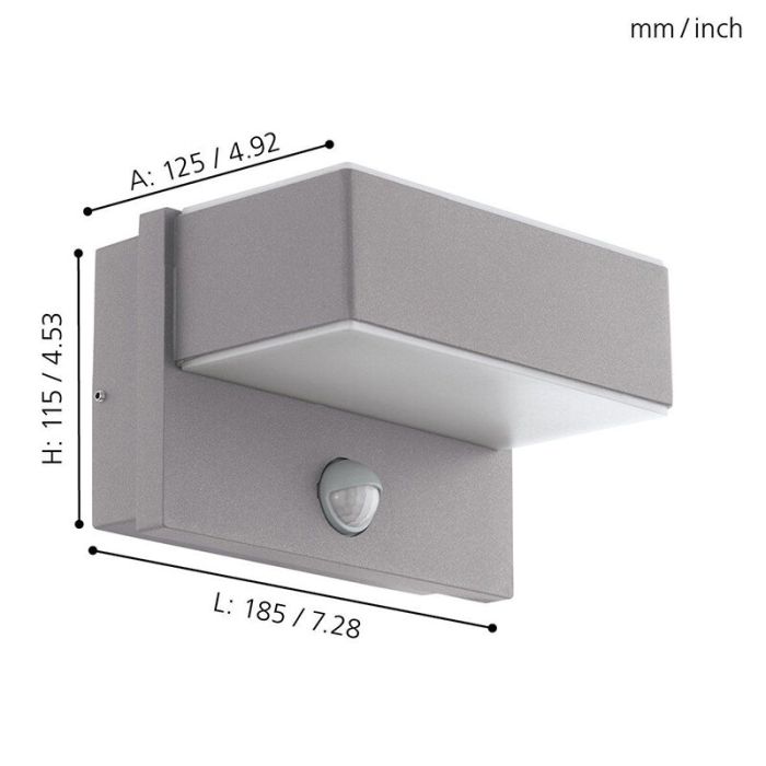 Silver modern outdoor wall light with motion sensor metal, Jason, IP44