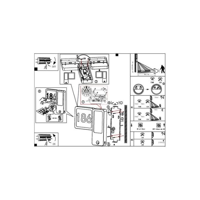 Silver modern illuminated house number aluminium, Mick, IP44