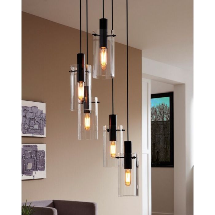 Black modern pendant light glass, Jovanni
