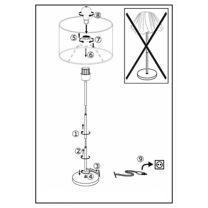Beige modern floor lamp metal, Megan, with switch