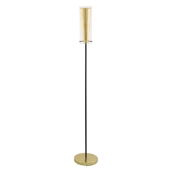 Golden modern floor lamp steel, Barceno, with switch