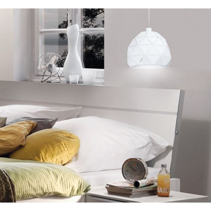 White modern pendant light steel, Silva