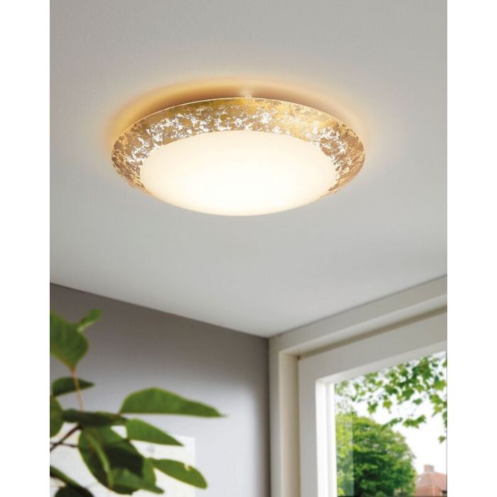 Golden flush ceiling light steel, Jovanka, 16W, 3000K LED