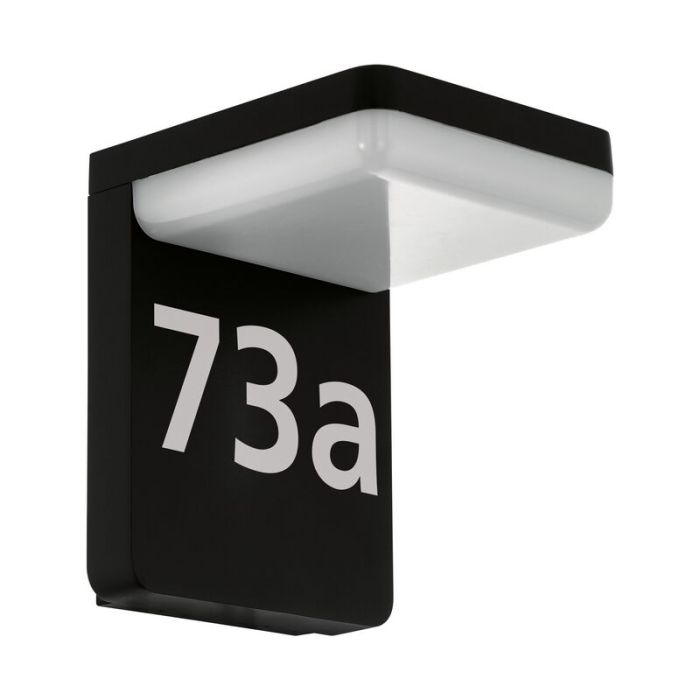 Black modern illuminated house number aluminium, Gerline, 10W, 3000K LED, IP44