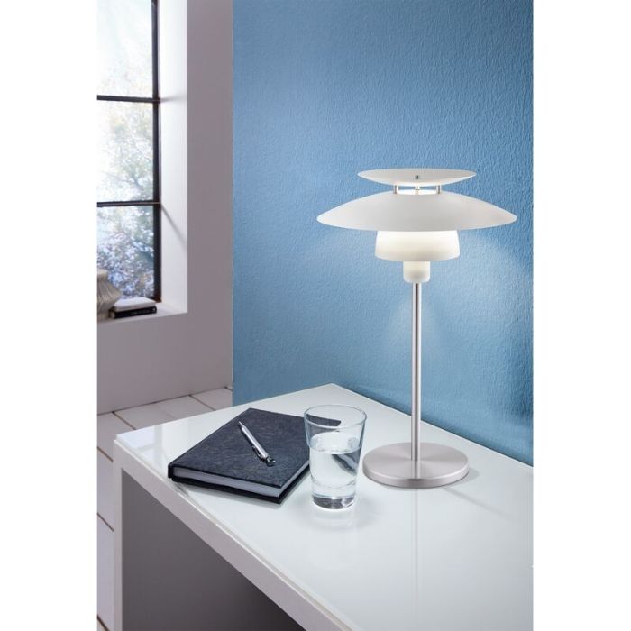Nickel design table lamp steel, Lariana, with switch
