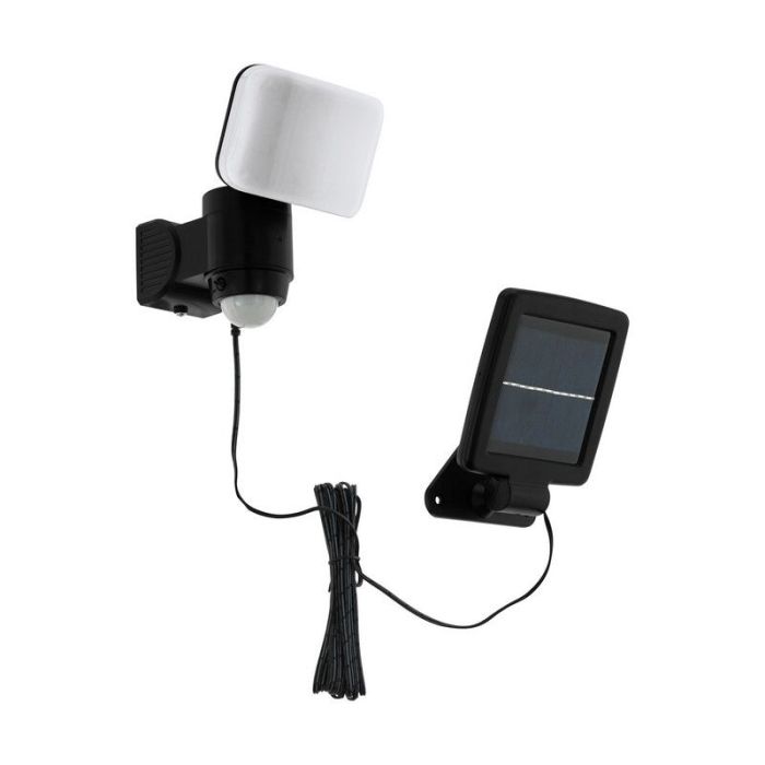 Black solar outdoor wall light plastic, Frits, 5W, 6500K LED, IP44