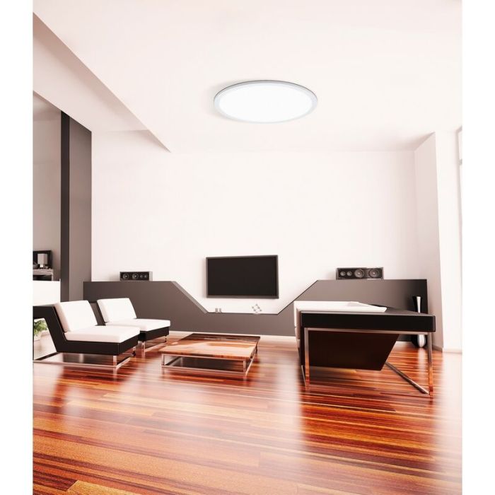 White flush ceiling light aluminium, Ericus, 19W, adjustable light colour LED