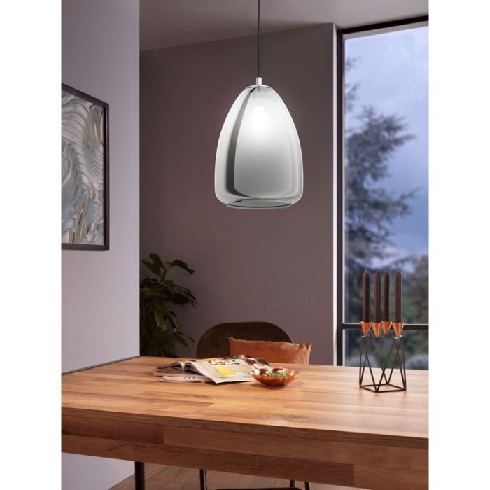 Chrome pendant light smoke glass, Fredericus