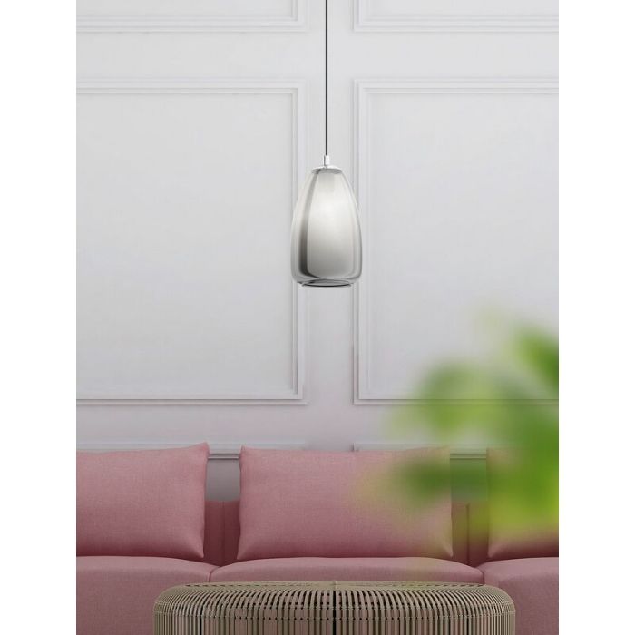Chrome pendant light smoke glass, Fredericus