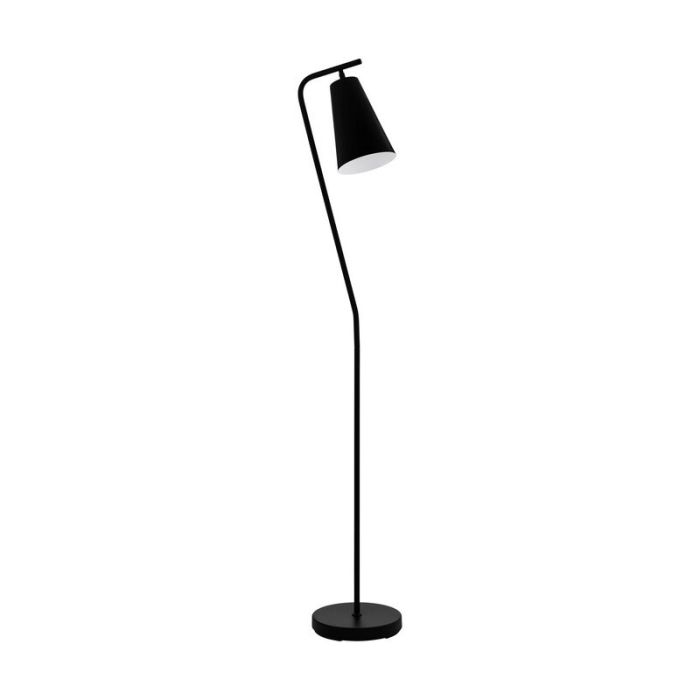 White retro floor lamp steel, Silvio, with switch