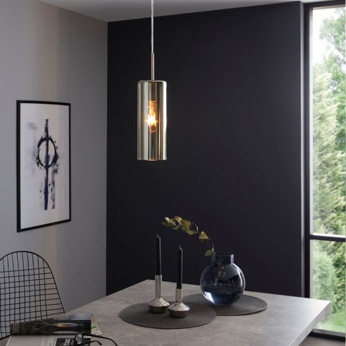 Nickel design pendant light glass, Tino