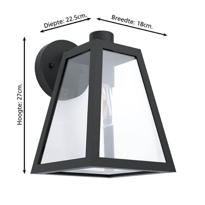 Black modern outdoor light aluminium, Laurens, IP44