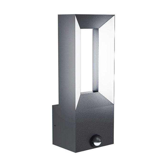 Black modern outdoor wall light with motion sensor aluminium, Larisa, 5W, 3000K LED, IP44
