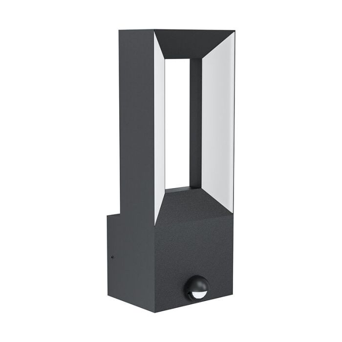 Black modern outdoor wall light with motion sensor aluminium, Larisa, 5W, 3000K LED, IP44