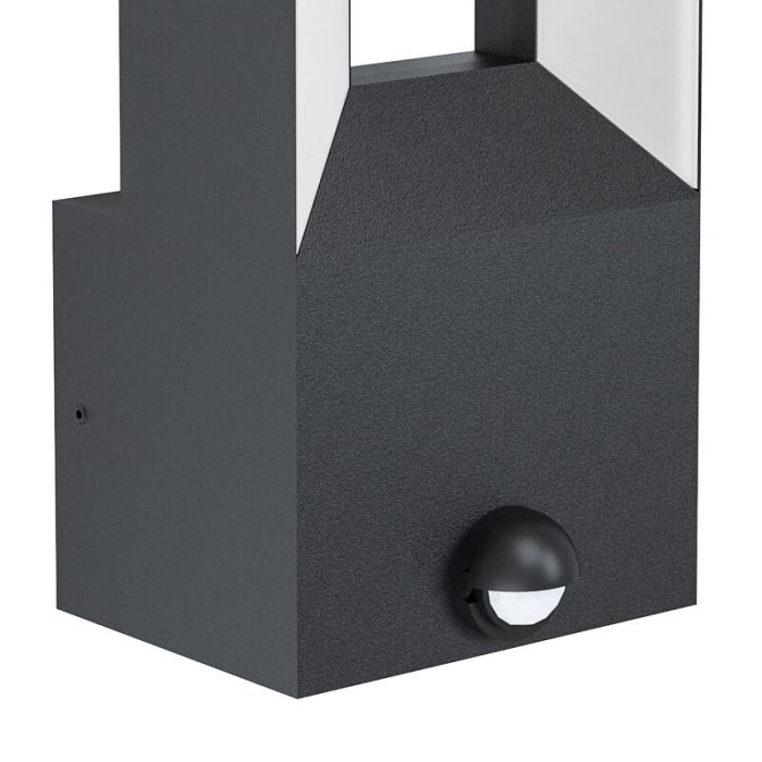 Black modern outdoor wall light with motion sensor aluminium, Larisa, 5W, 3000K LED, IP44