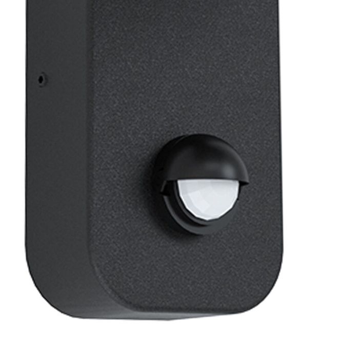 Black modern outdoor wall light with motion sensor steel, Liliana, 6W, 3000K LED, IP44