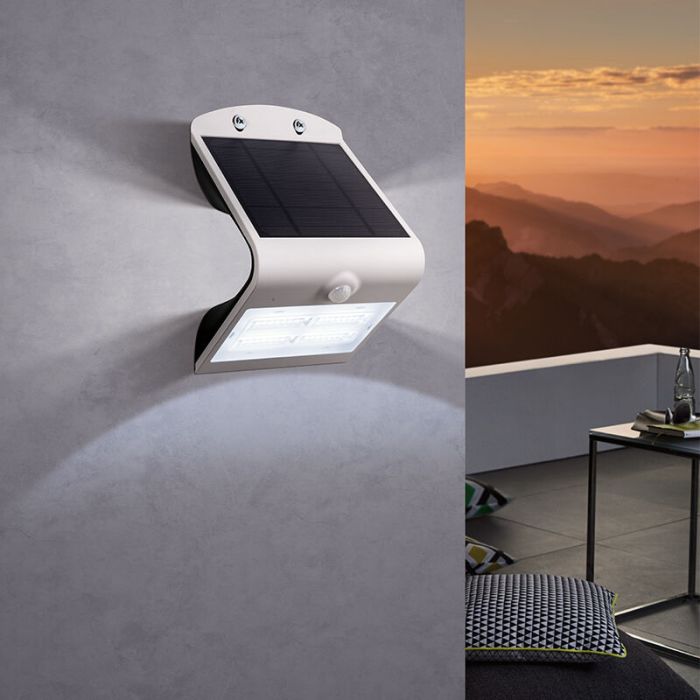 White modern outdoor wall light with motion sensor plastic, Lydie, 3,2W, adjustable light colour LED, IP54