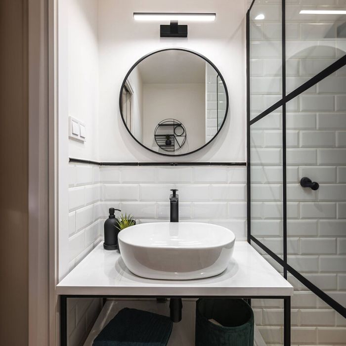Black mirror lighting plastic, Nancy, 7,4W, 4000K LED, IP44