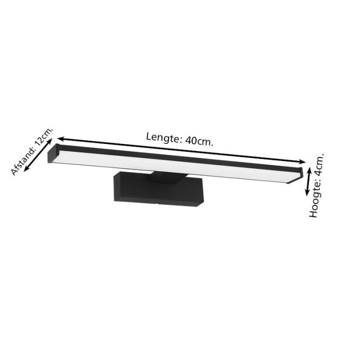 Black mirror lighting plastic, Nancy, 7,4W, 4000K LED, IP44