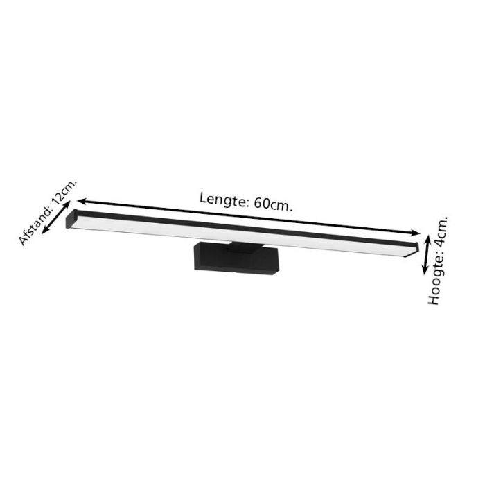 Black mirror lighting plastic, Nancy, 11W, 4000K LED, IP44