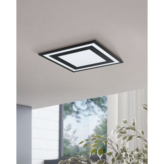 Black modern flush ceiling light aluminium, Tirzah, 24W, 4000K LED