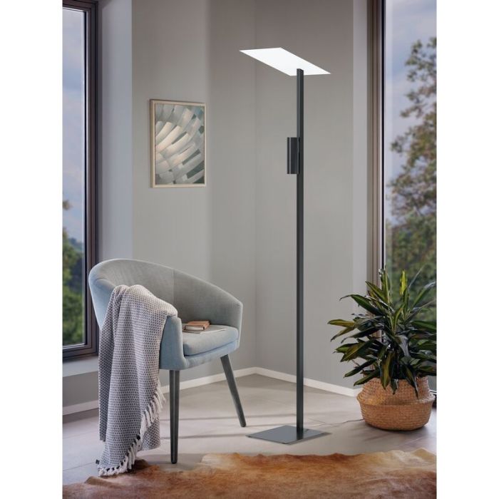 White modern floor lamp aluminium, Annegreet, with switch