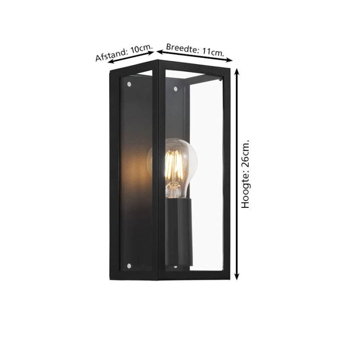 Black modern bathroom wall light glass, Amadou, IP44
