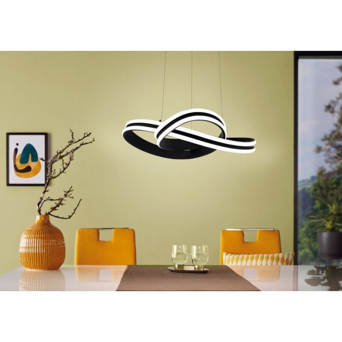 Black modern pendant light plastic, Marigje, 18W, 3000K LED